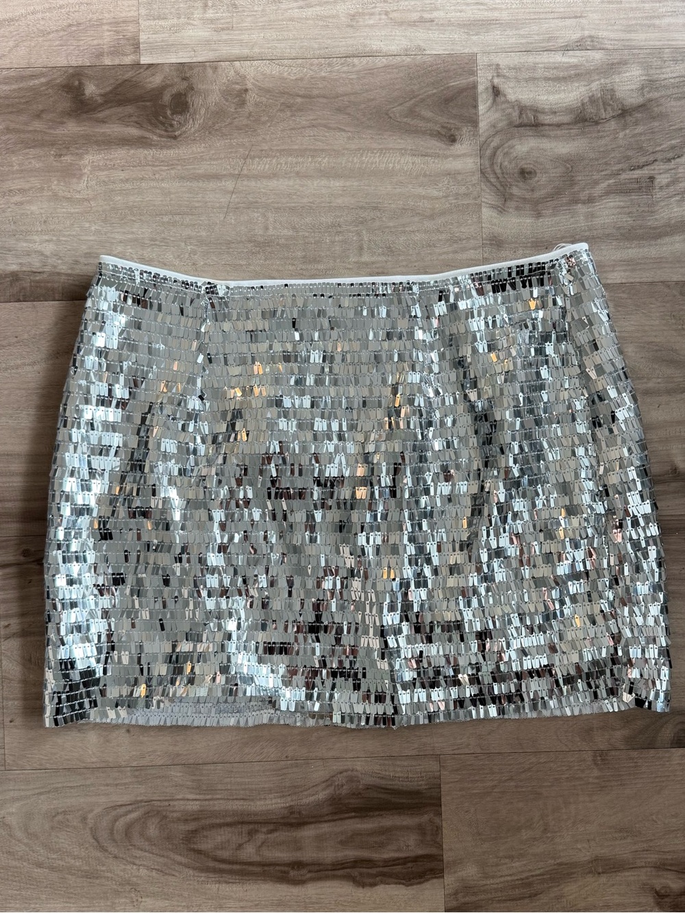 Silver Sequin Mini Skirt - Women's Party Skirt
